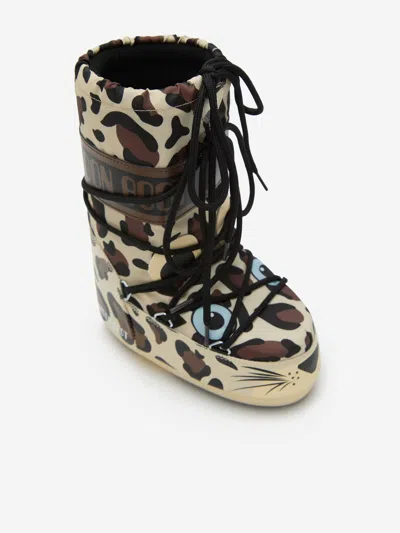 Moon Boot Kids Icon Leopard Boots In Brown