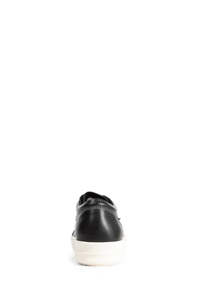 Rick Owens Women Black Low Top Sneakers With Contrasting Stitching In Leather Woman In Black