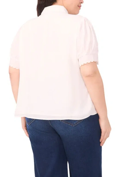Cece Scallop Collar Button-up Top In White