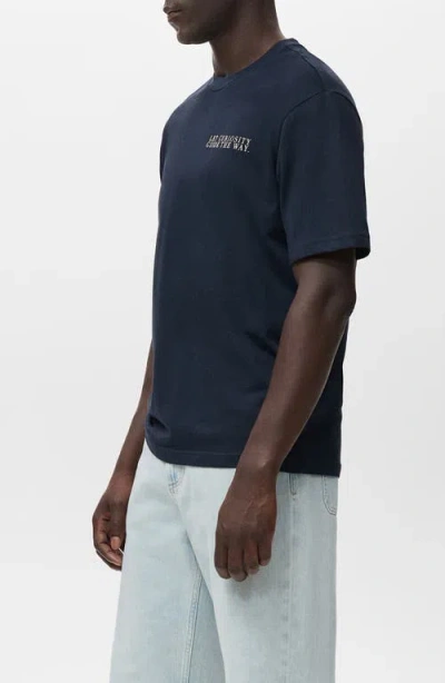 Mango Cotton Graphic T-shirt In Blue