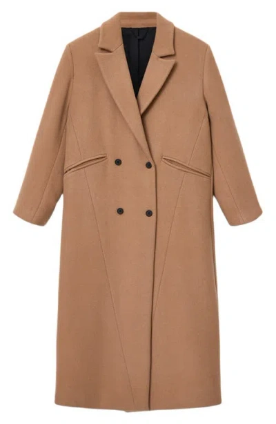 Allsaints Nellie Double Breasted Wool Blend Coat In Brown