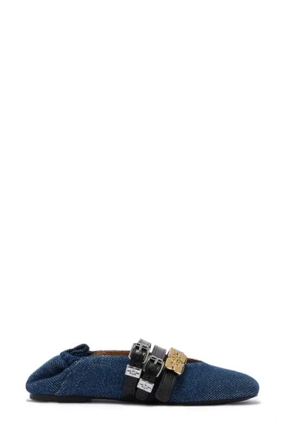 Ganni Sue Denim Ballerina Flats Dark Blue Vintage