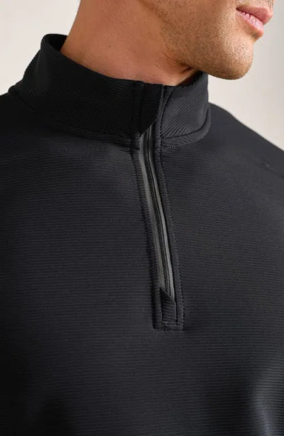 Rhone Covert Rib Quarter Zip Pullover In Black