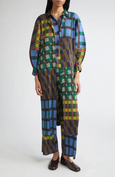 Issey Miyake Pleats Please  Harmony Pleated Wide Leg Pants In Brown