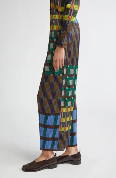 Issey Miyake Pleats Please  Harmony Pleated Wide Leg Pants In Brown