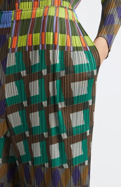 Issey Miyake Pleats Please  Harmony Pleated Wide Leg Pants In Brown