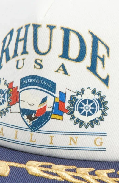 Rhude Usa Sailing Icon Trucker Hat In Blue