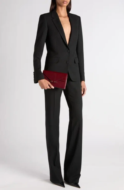 Tom Ford Sharp Shoulder Wool Grain De Poudre Jacket In Black
