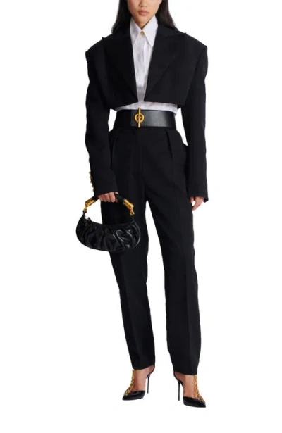 Balmain Cropped Grain De Poudre Jacket In Multi