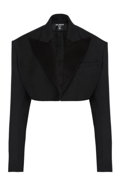 Balmain Cropped Grain De Poudre Jacket In Multi