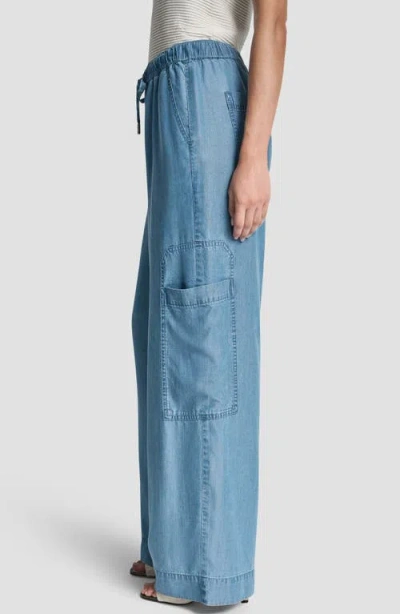 Dkny Denim Drawstring Cargo Pants In Blue