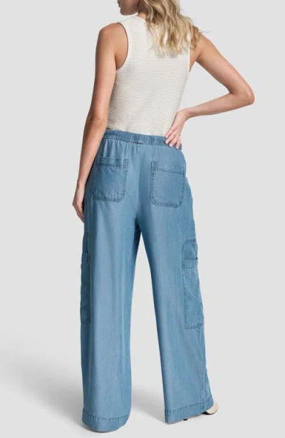 Dkny Denim Drawstring Cargo Pants In Blue
