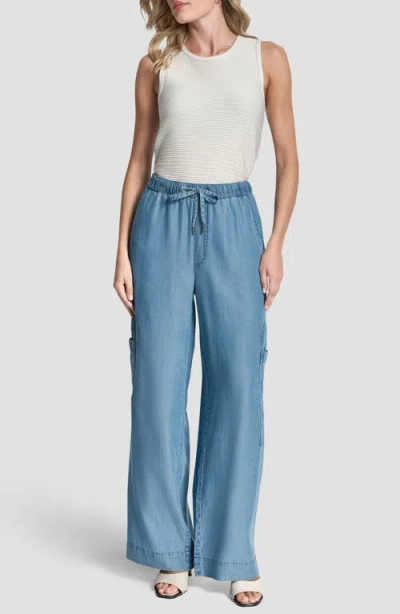 Dkny Denim Drawstring Cargo Pants In Blue