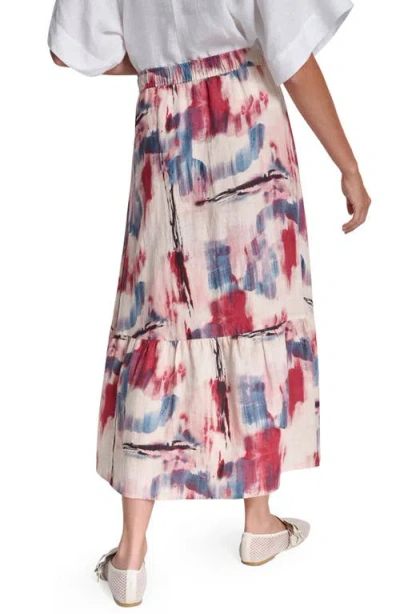 Dkny Printed Pull On Linen Skirt In Black