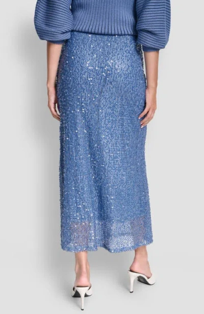 Dkny Pull-on Sequin Midi Skirt In Blue