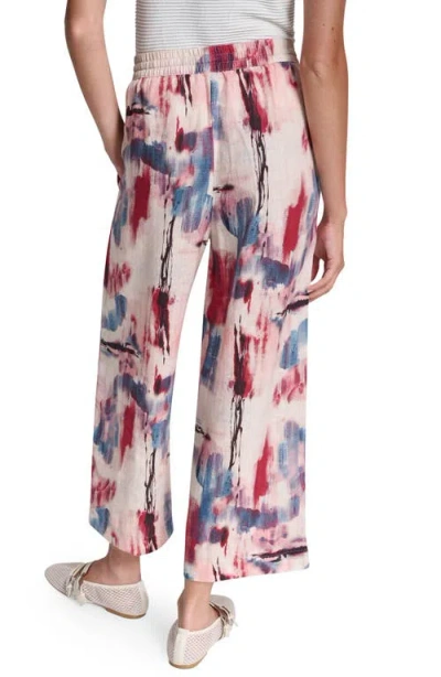 Dkny Print Pull-on Linen Pants In Multi