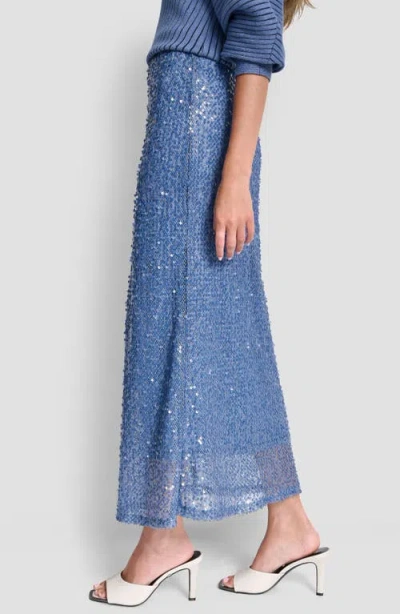 Dkny Pull-on Sequin Midi Skirt In Blue