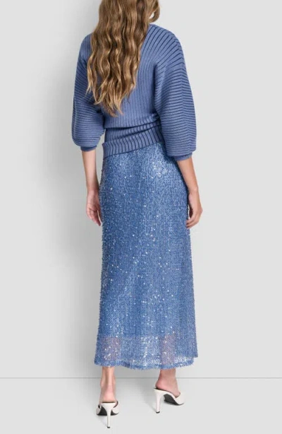 Dkny Pull-on Sequin Midi Skirt In Blue