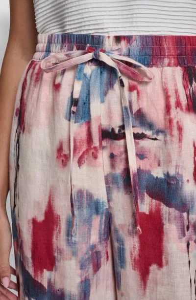 Dkny Print Pull-on Linen Pants In Multi