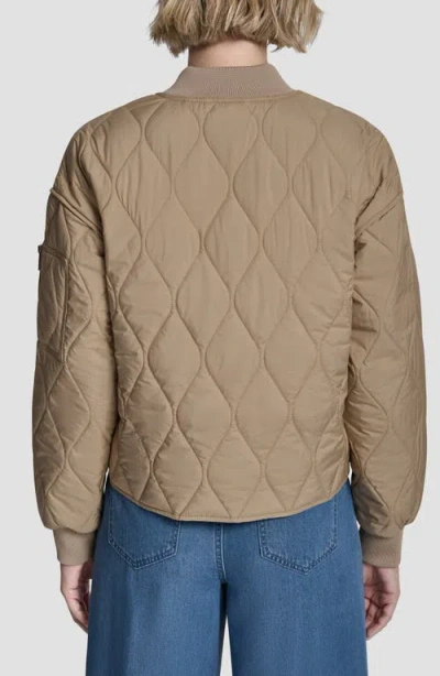 Dkny Quilted Bomber Jacket In Brown