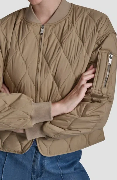 Dkny Quilted Bomber Jacket In Brown