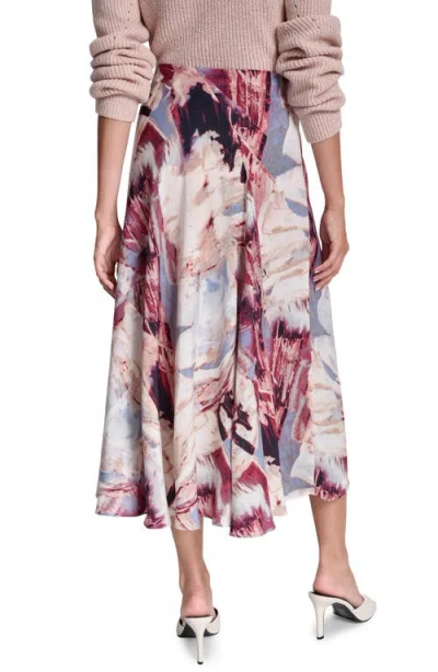 Dkny Abstract Print Satin Skirt In Multi