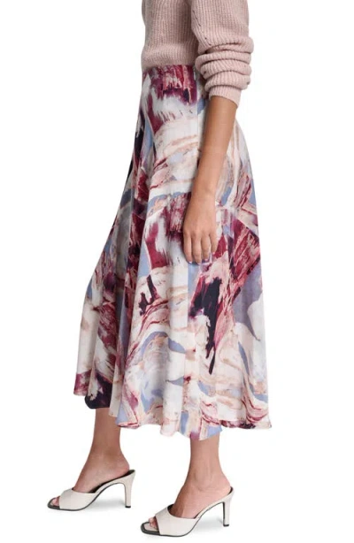 Dkny Abstract Print Satin Skirt In Multi