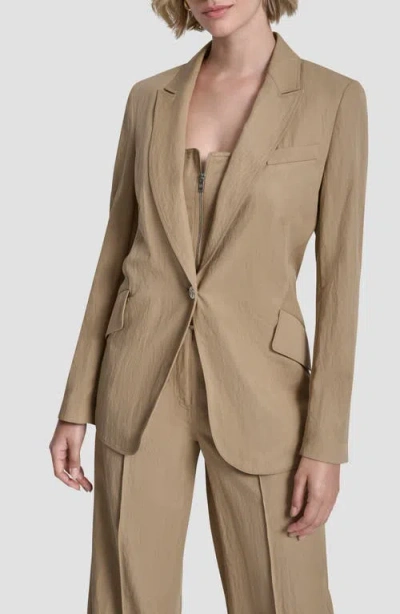 Dkny Zigzag Stitch Blazer In Brown