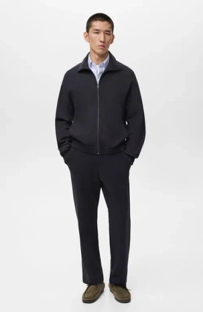 Mango Knit Drawstring Pants In Blue