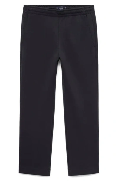 Mango Knit Drawstring Pants In Blue