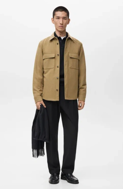 Mango Wool Blend Overshirt In Brown