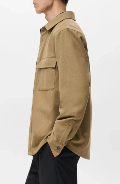 Mango Wool Blend Overshirt In Brown