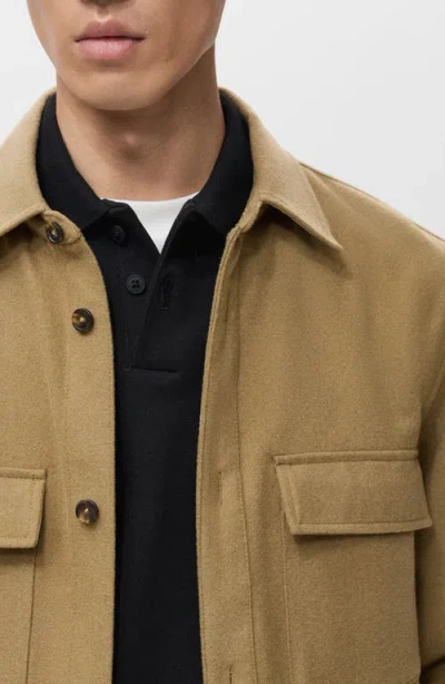 Mango Wool Blend Overshirt In Brown