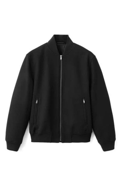 Mango Zip-up Bomber Jacket In Black
