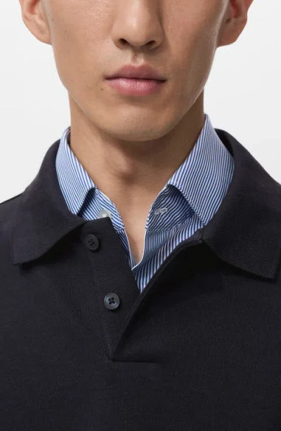 Mango Regular Fit Polo Sweatshirt In Blue