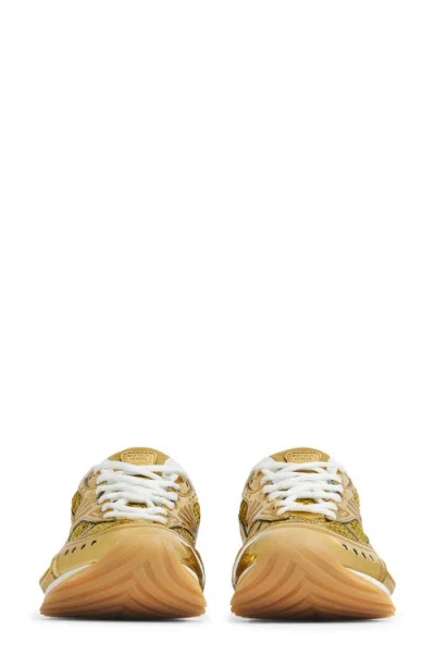 Bottega Veneta Orbit Metallic Net Runner Sneakers In Gold