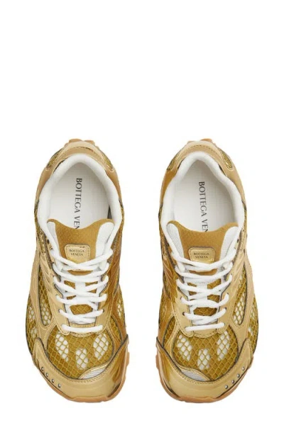 Bottega Veneta Orbit Metallic Net Runner Sneakers In Gold