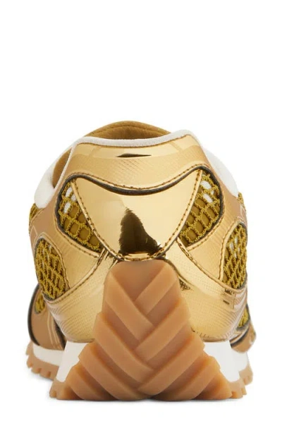 Bottega Veneta Orbit Metallic Net Runner Sneakers In Gold