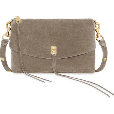 Rebecca Minkoff Darren Top Zip Suede Shoulder Bag In Brown
