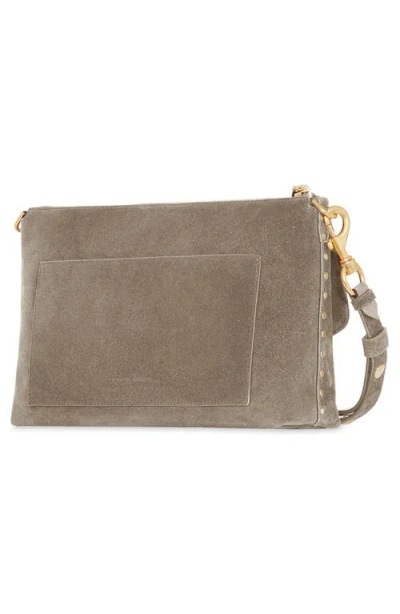 Rebecca Minkoff Darren Top Zip Suede Shoulder Bag In Brown