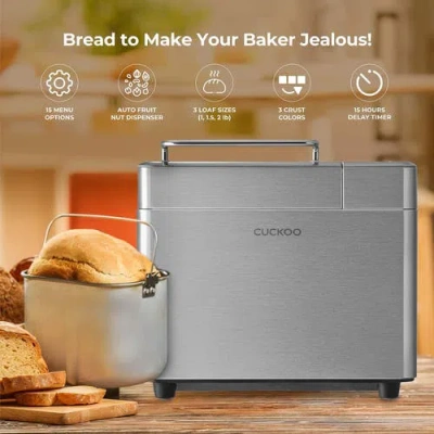 Cuckoo Cbm-aab101s 2 Lb. Multi-functional Bread Maker With 17 Menu Options In Silver