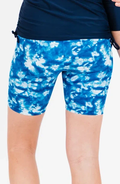 Calypsa Mid-thigh Swim Shorts In Blue