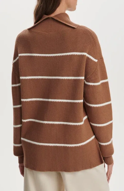 Varley Hamish Split Turtleneck Sweater In Brown