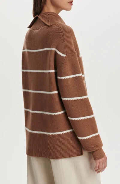Varley Hamish Split Turtleneck Sweater In Brown