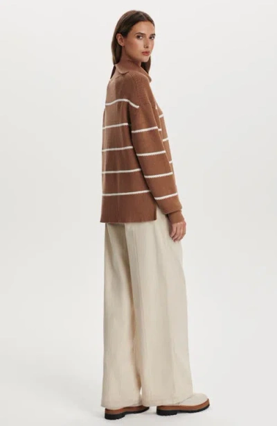 Varley Hamish Split Turtleneck Sweater In Brown
