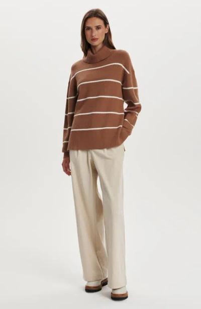 Varley Hamish Split Turtleneck Sweater In Brown