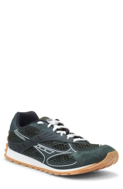 Bottega Veneta Orbit Mesh Running Sneakers Rubber Sole In Green
