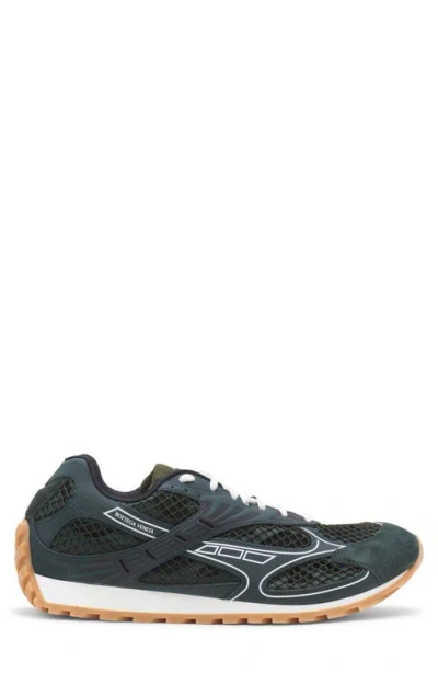 Bottega Veneta Orbit Mesh Running Sneakers Rubber Sole In Green