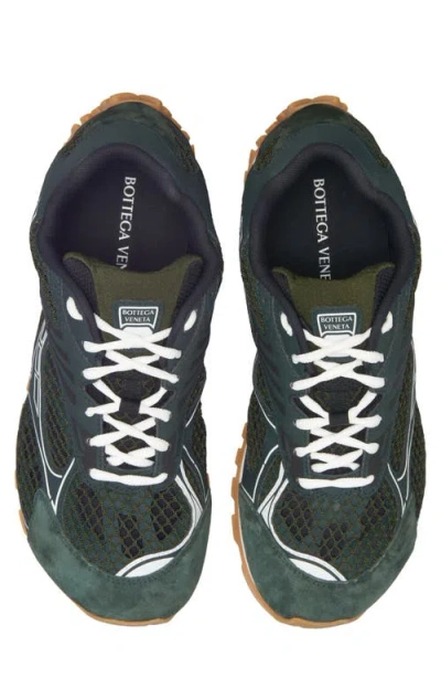 Bottega Veneta Orbit Mesh Running Sneakers Rubber Sole In Green