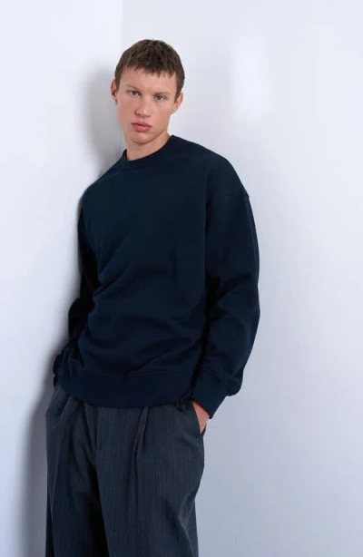 Topman Premium Lightweight Oversized Fit Sweatshirt In Blue